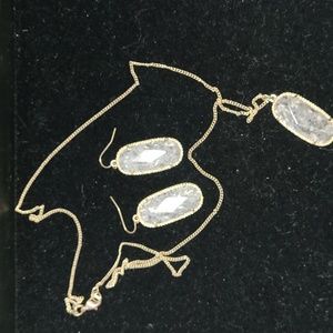 Premier Designs gold with black and white stones, necklace and matching earrings